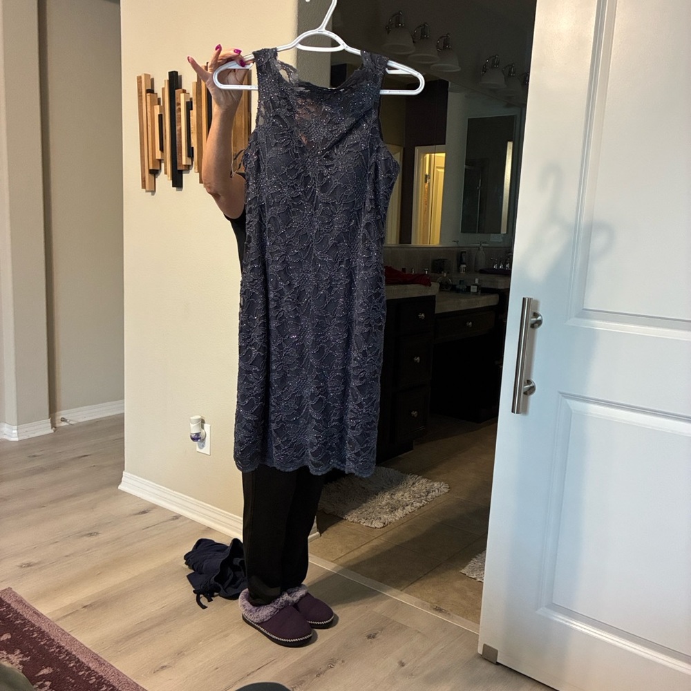 Morgan & Co. Midnight Blue Lace Midi Dress
